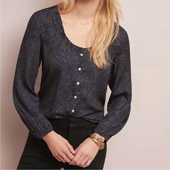 Dolan ‘Marilyn’ Mixed Media Cheetah Print Blouse - Picture 2 of 10